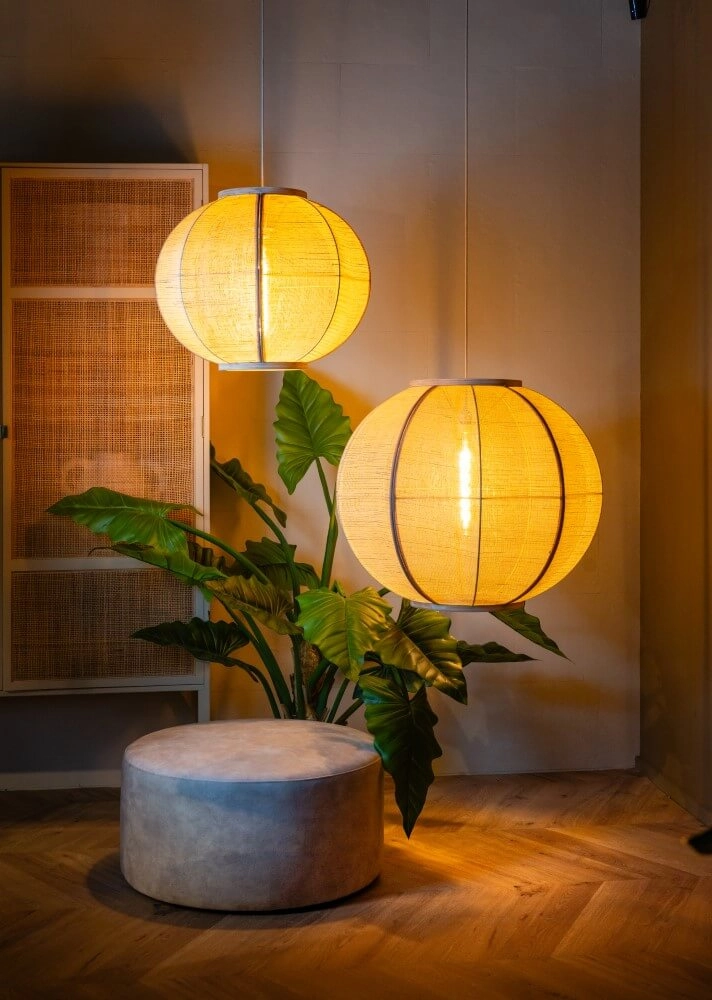 Japandi pendant lamp Fabric sand-coloured Ø 48cm ETH 8720195309048