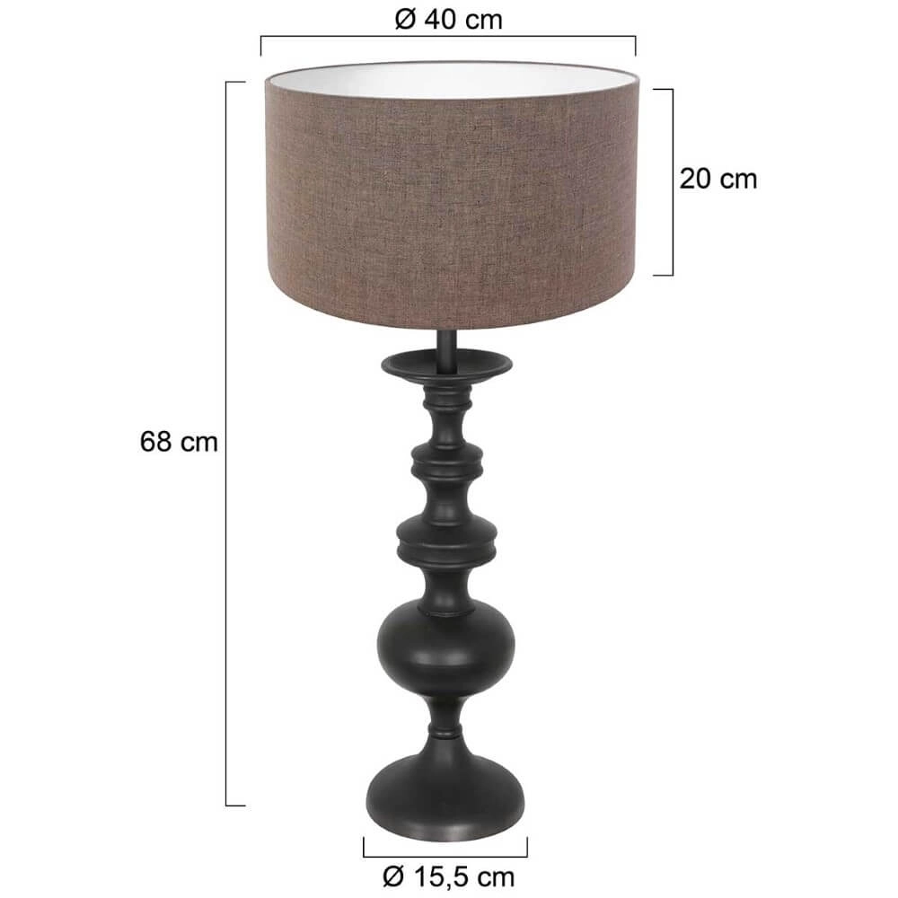 Classic table lamp Lyons C with taupe linen shade Steinhauer 8712746166774