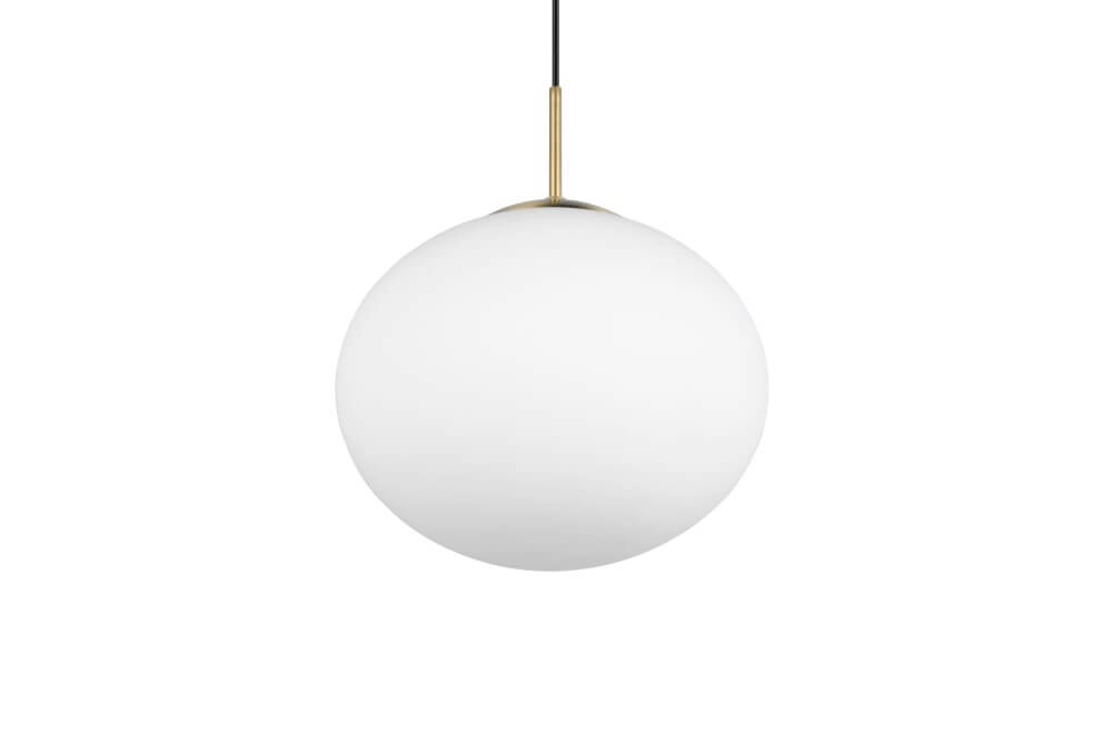 Oval pendant lamp Fomento Ø 30cm - brass with white glass Trio 4017807616217