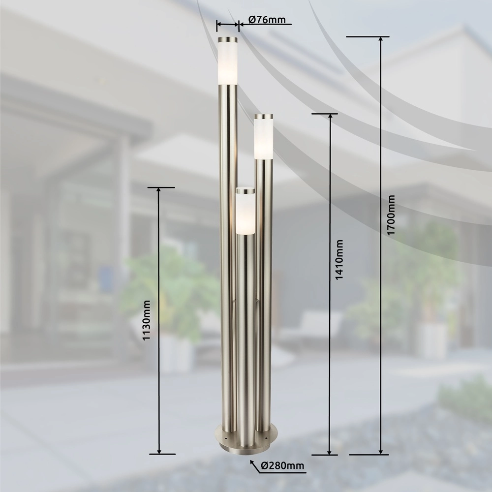 3-light garden lamp Boston Stainless steel Globo 9007371108145