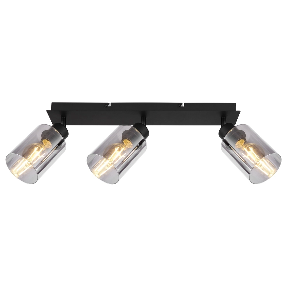 Ceiling lamp Hadera 3-light black with smoke glass Globo 9007371443215