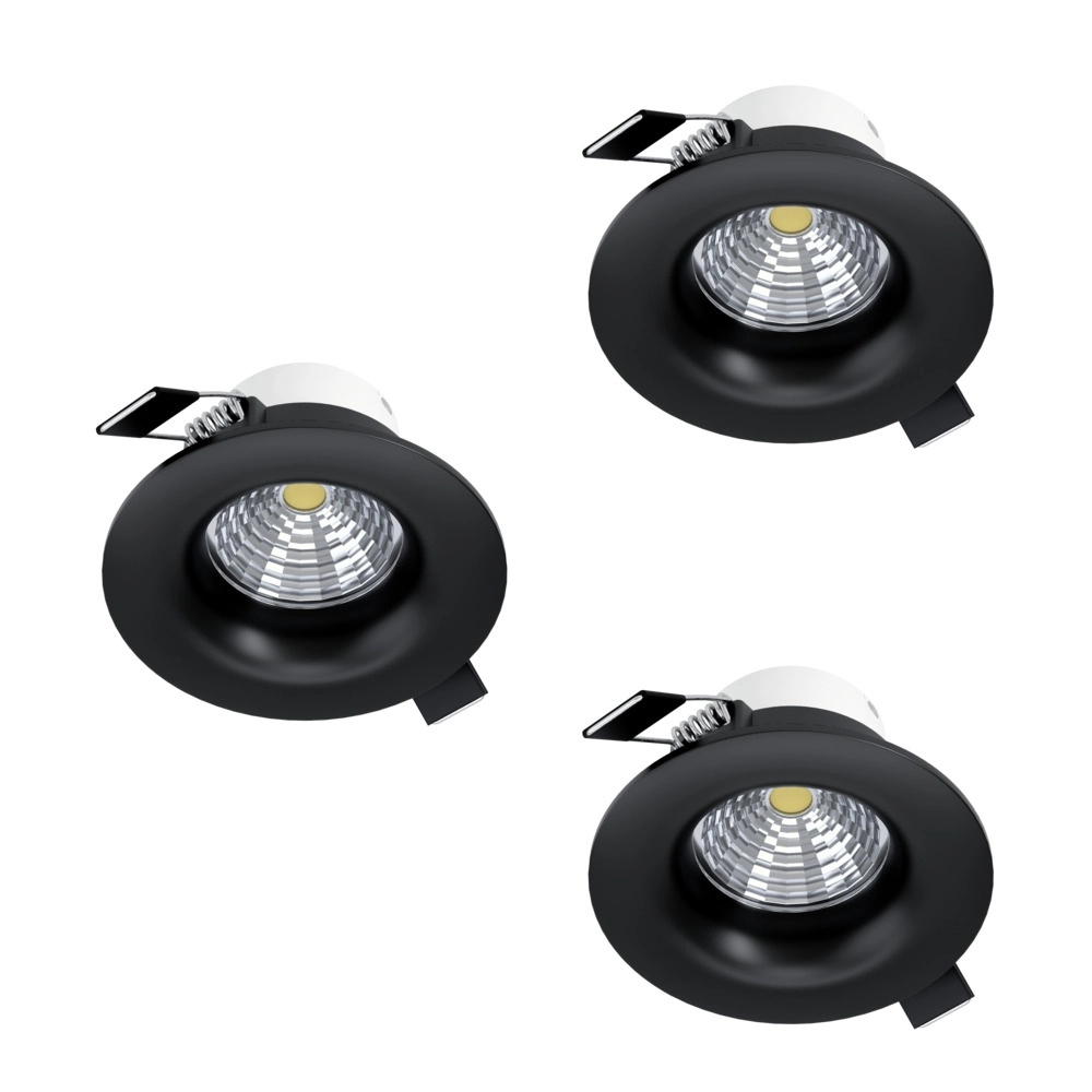 Set of 3 recessed spotlights Saliceto black Ø 8.8cm - 4.8W