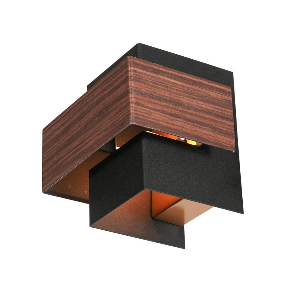 Wall lamp Muro black with wood S Steinhauer 8712746177749