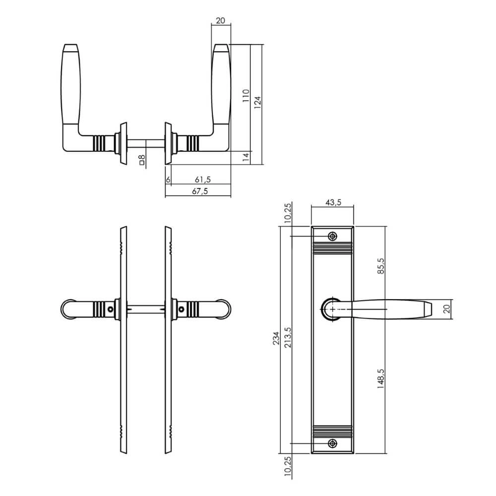 30s door handle Ton Basic Blind Nickel Intersteel 8714186710678