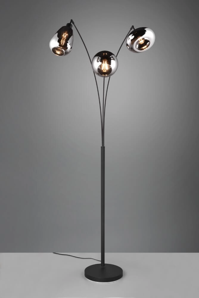 Standing floor lamp Lumina black fixture with chrome glass Trio 4017807581201