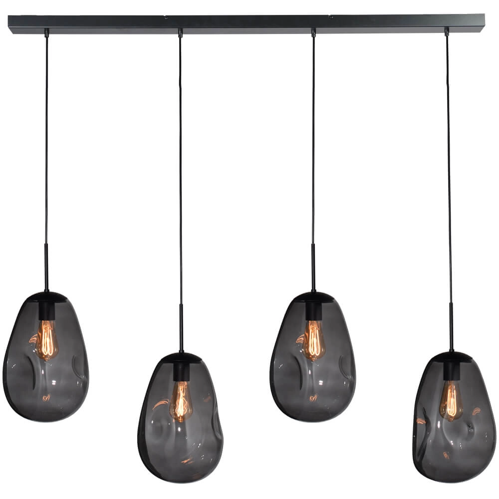 Hanging lamp Lava 4x smoke glass Ø 22.5cm