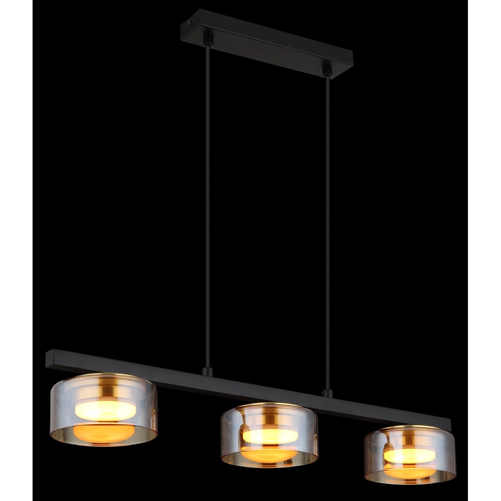 Design pendant lamp Higgins black with amber glass Globo 9007371531813