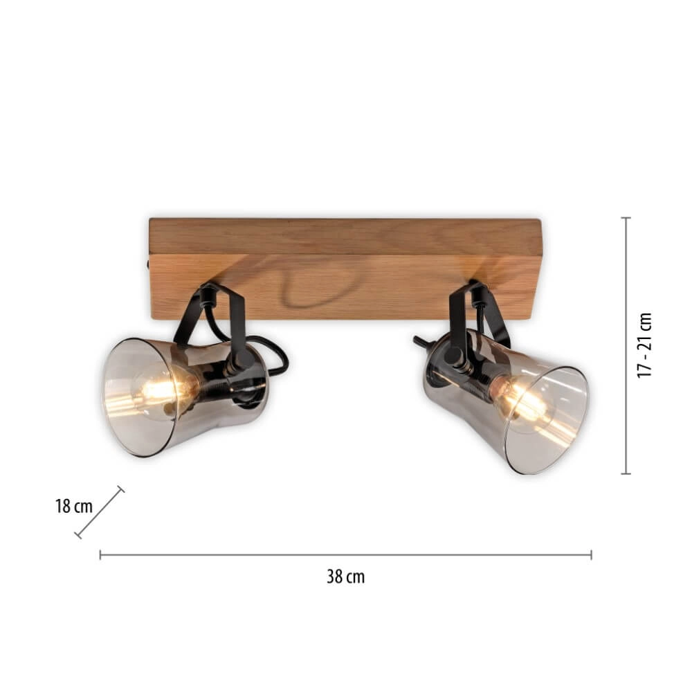 Ceiling lamp Green Langstrom wood 2-light Just Light 4043689994877