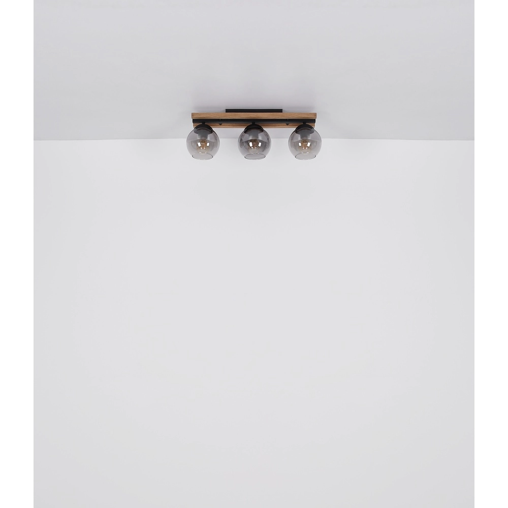 3-light ceiling lamp Conni black with wood Globo 9007371448739