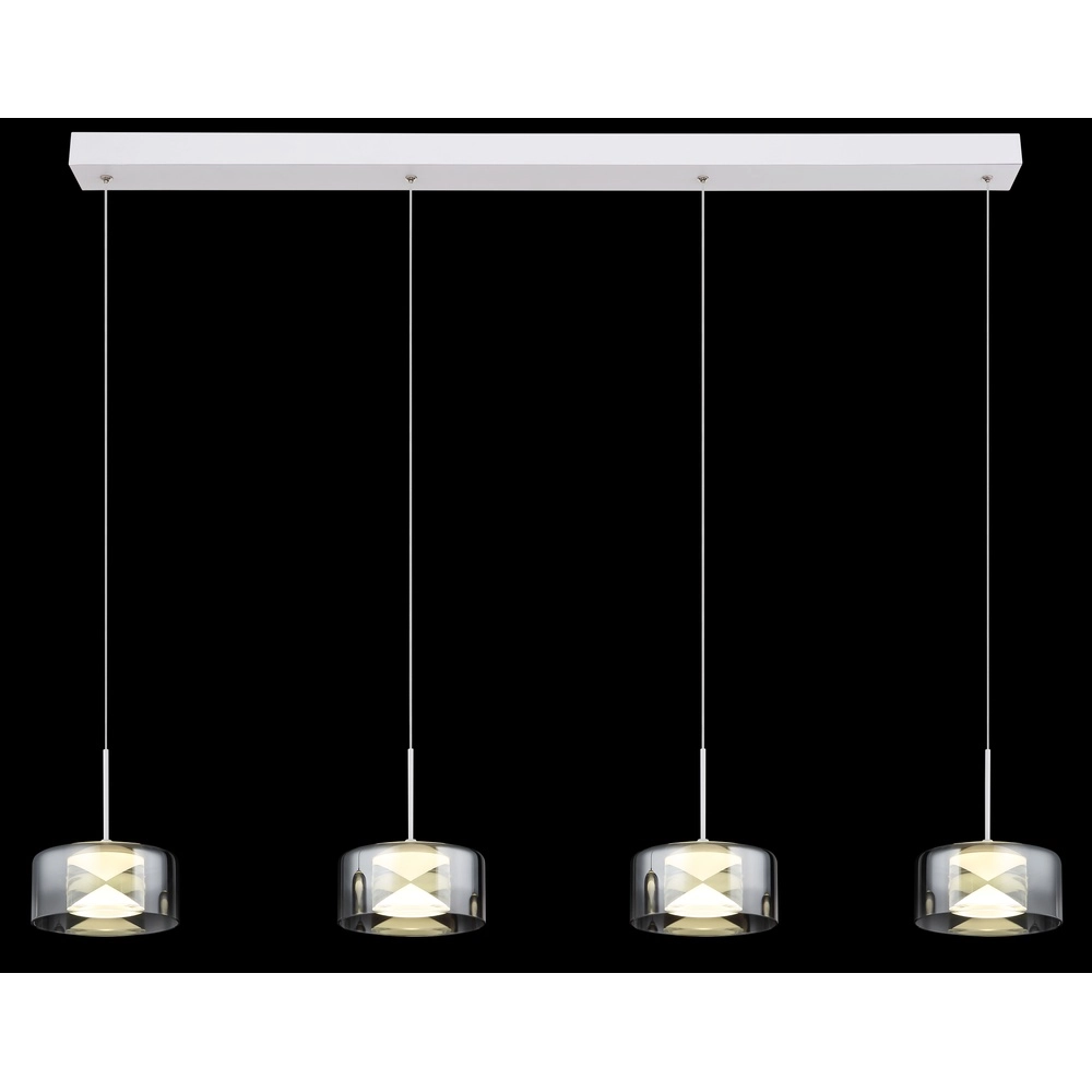 Design pendant lamp Belinda 4-light white with smoke glass Globo 9007371566372