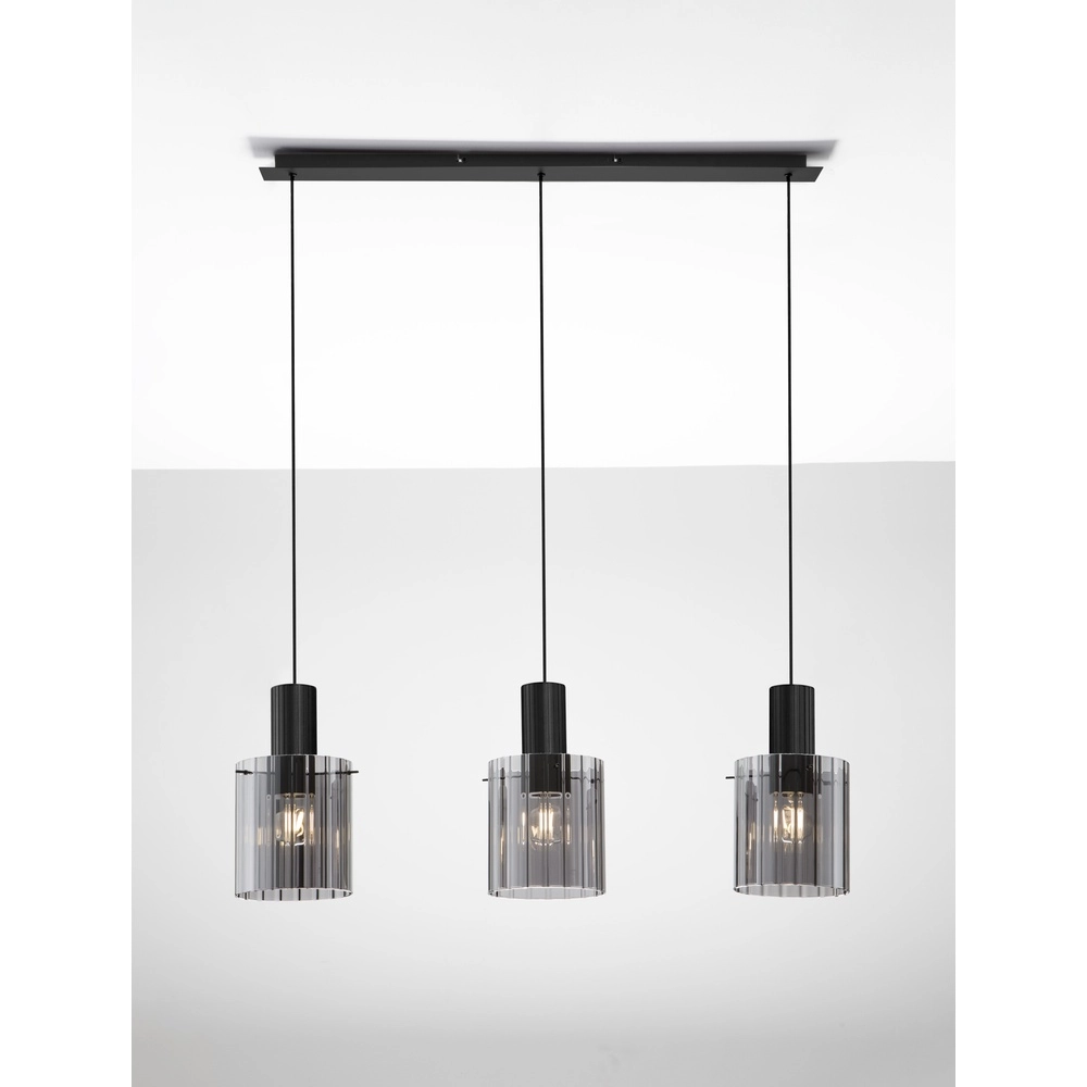 Design pendant lamp Mirbi 3-light black straight