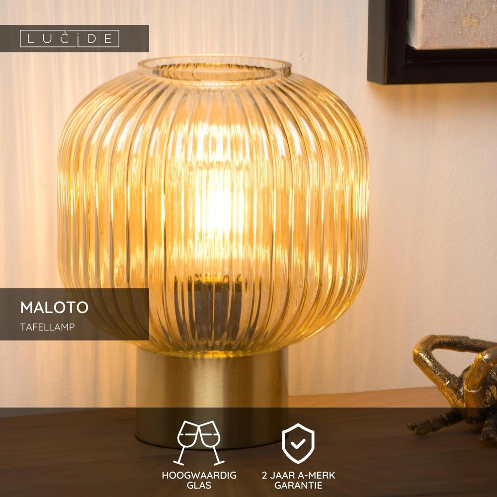 Table lamp Maloto Ø 20cm amber Lucide 5411212451255