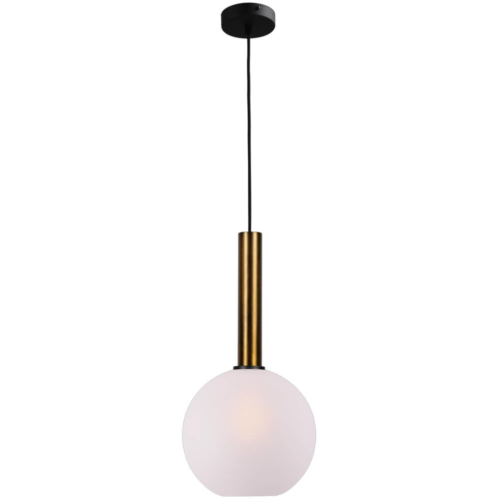 Hanging lamp Ø 25cm Bella 2 Antique brass with matt white glass