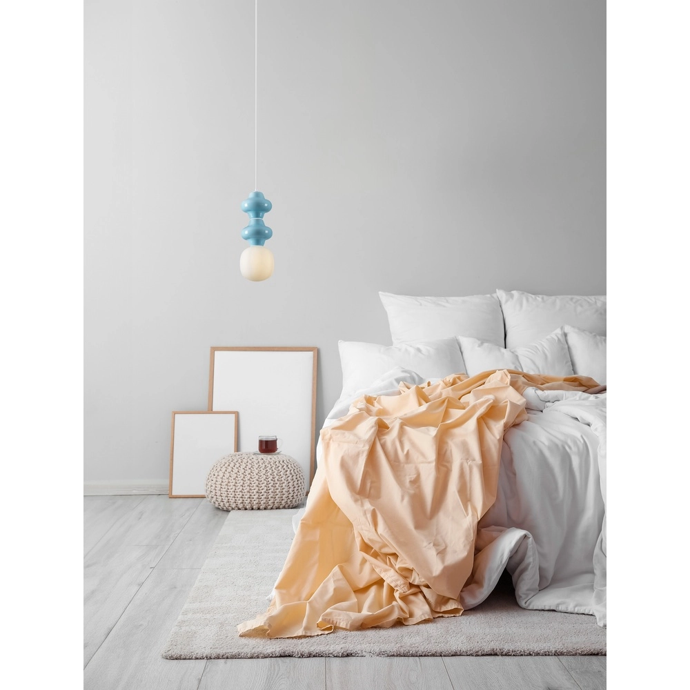 Pendant lamp Clio M blue keremia with white glass Lyora 5212017461254