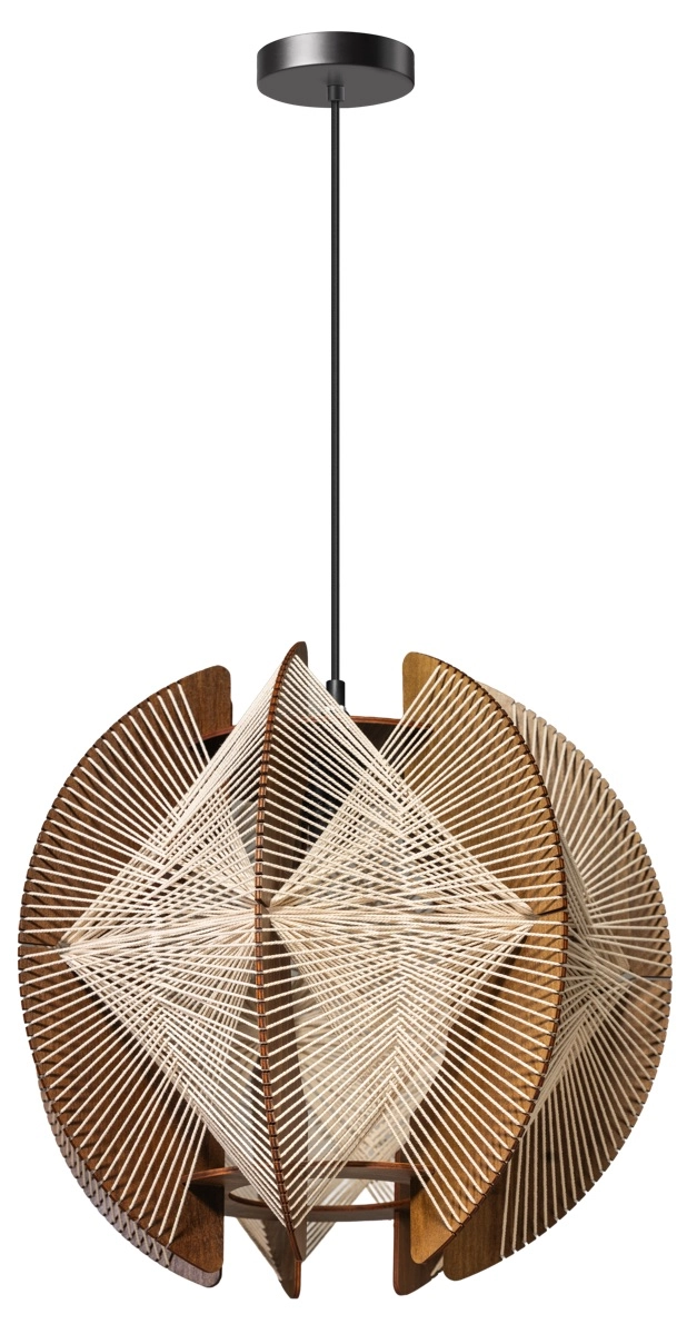 Wooden pendant lamp with wires Jessica Walnut - Ø 50cm