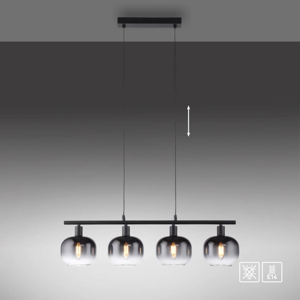 Black pendant lamp Zea 4-light Just Light 4043689993757