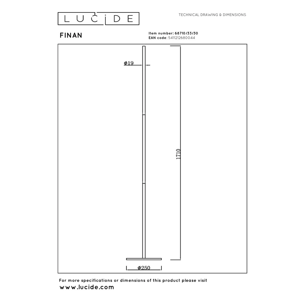 Design floor lamp Finan Black Lucide 5411212680044