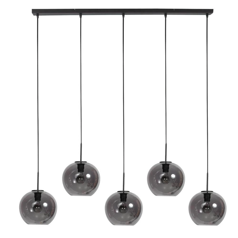 Pendant lamp HaloSwap black with ball smoke glass Steinhauer 8712746179668