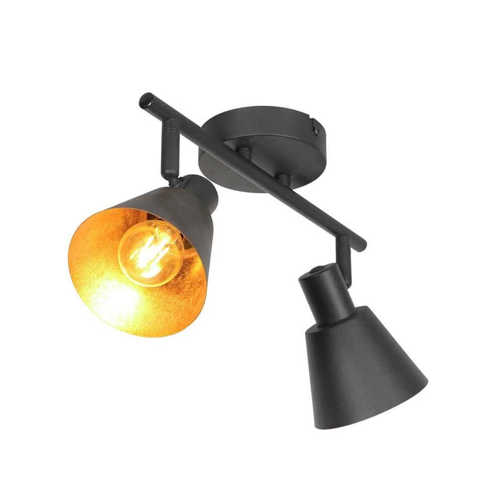 Ceiling lamp Oeroe black with gold 2-lights Steinhauer 8712746176339