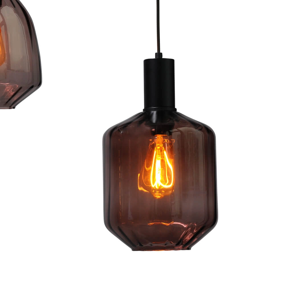 5-light hanging lamp - black - Porto with different glasses Masterlight 8718121270388
