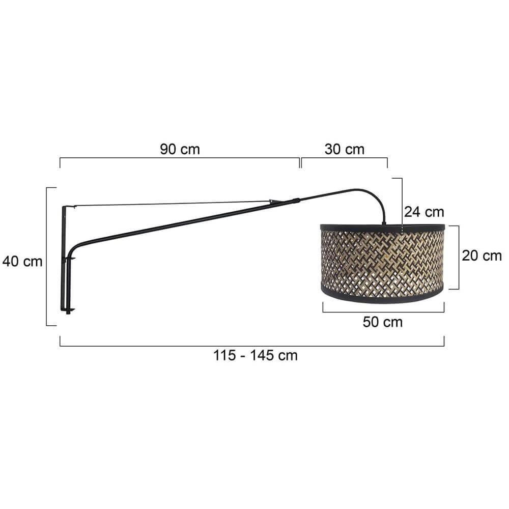 Wall lamp Elegant Classy black with bamboo Steinhauer 8712746171983