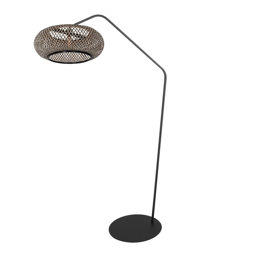 Arc lamp ZigZag with black and rattan hood Steinhauer 8712746183047