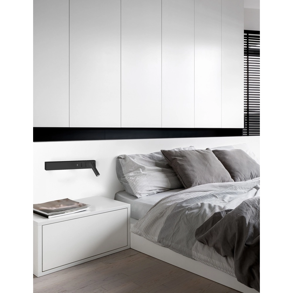 Bedside lamp Vida Right Black with USB Lyora 5212017427854