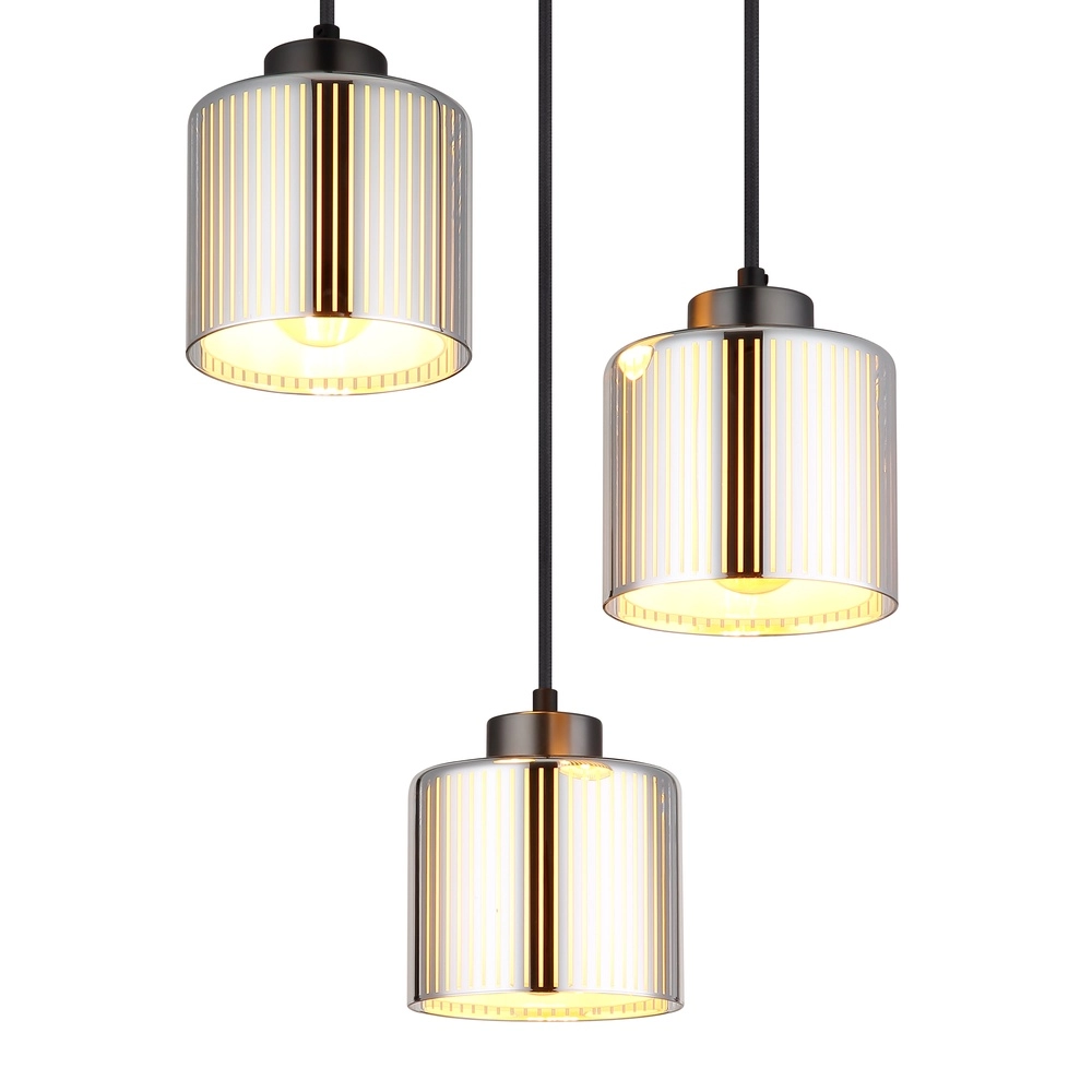 Design pendant lamp Felicia gunmetal 3-lights Globo 9007371522965