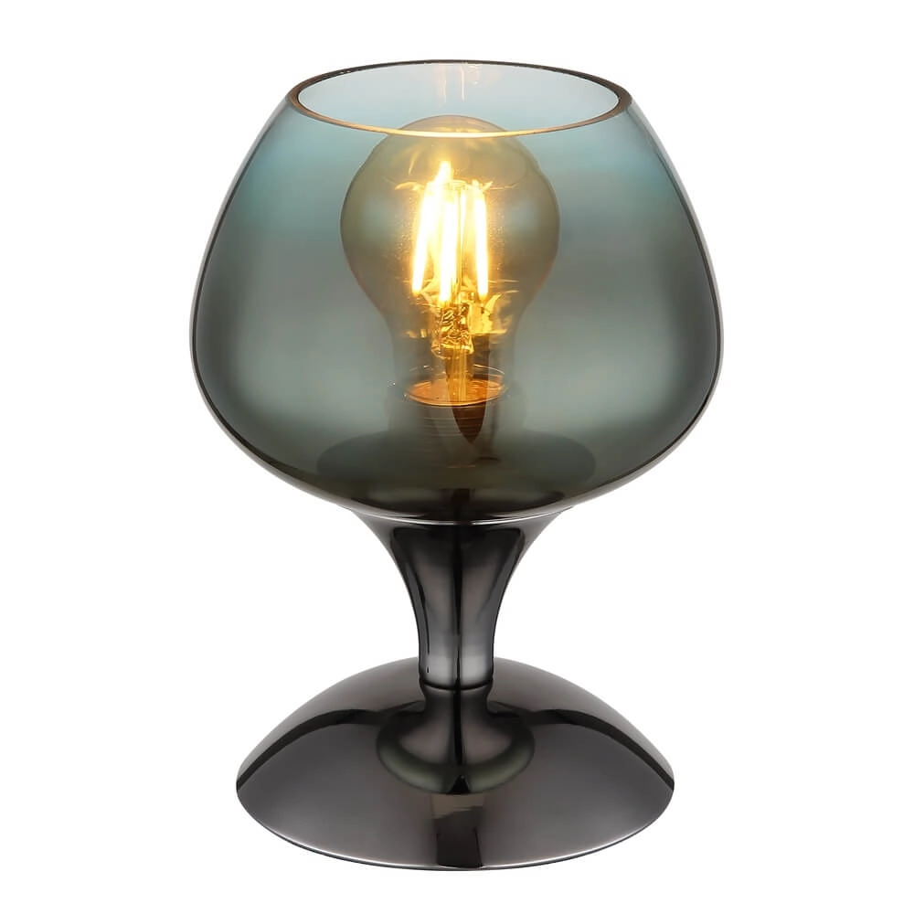 Gunmetal table lamp Maxy with green glass Ø 15cm