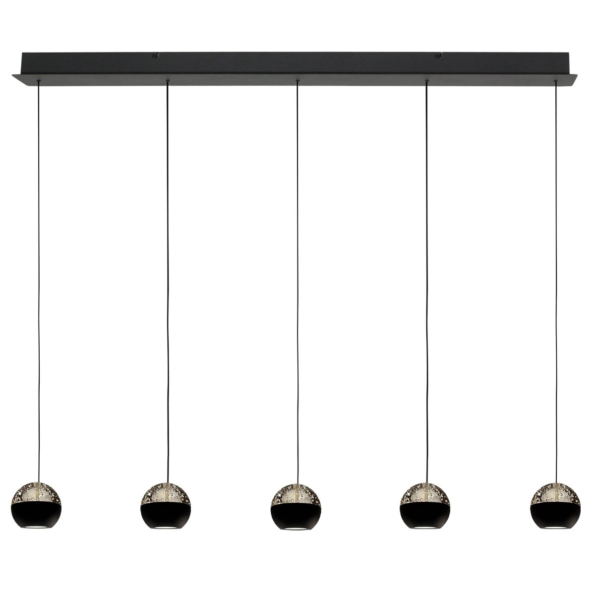 5-light dining table pendant lamp Belluno LED - Black with Glass Steinhauer 8712746183900
