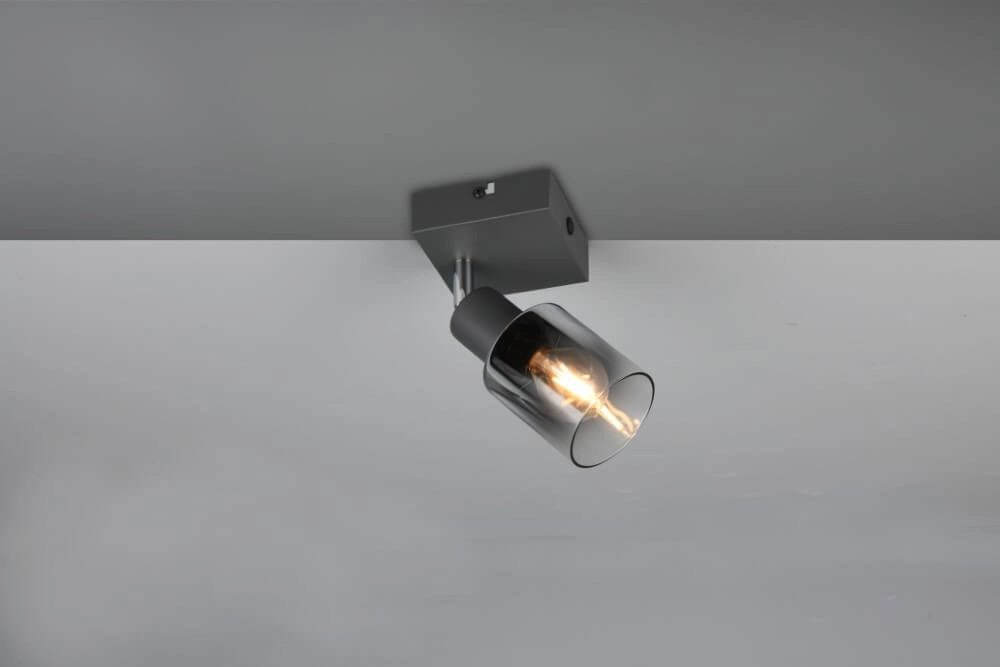 Black wall light Cadiz with smoke glass
