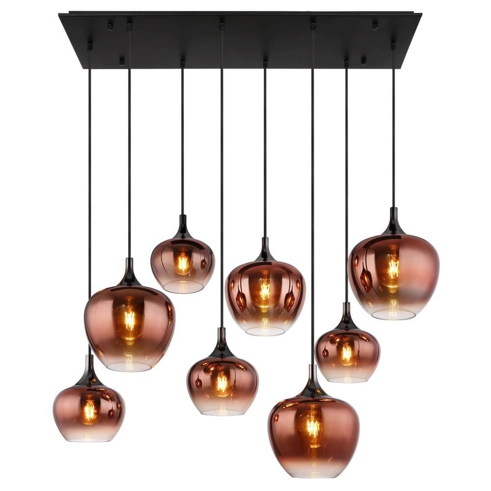 Black pendant lamp Maxy with red glass 8-lights Globo 9007371453986
