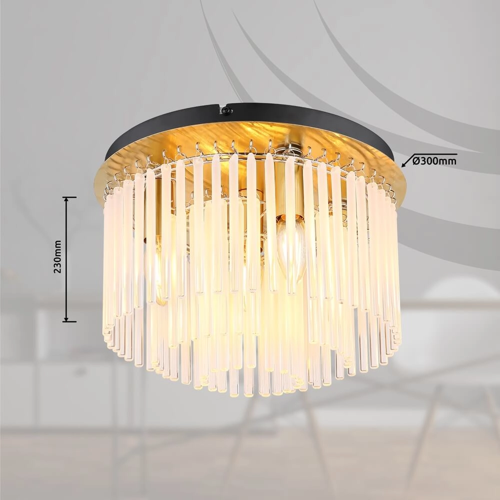 Golden ceiling lamp Gorley with glass Ø 32cm Globo 9007371455805