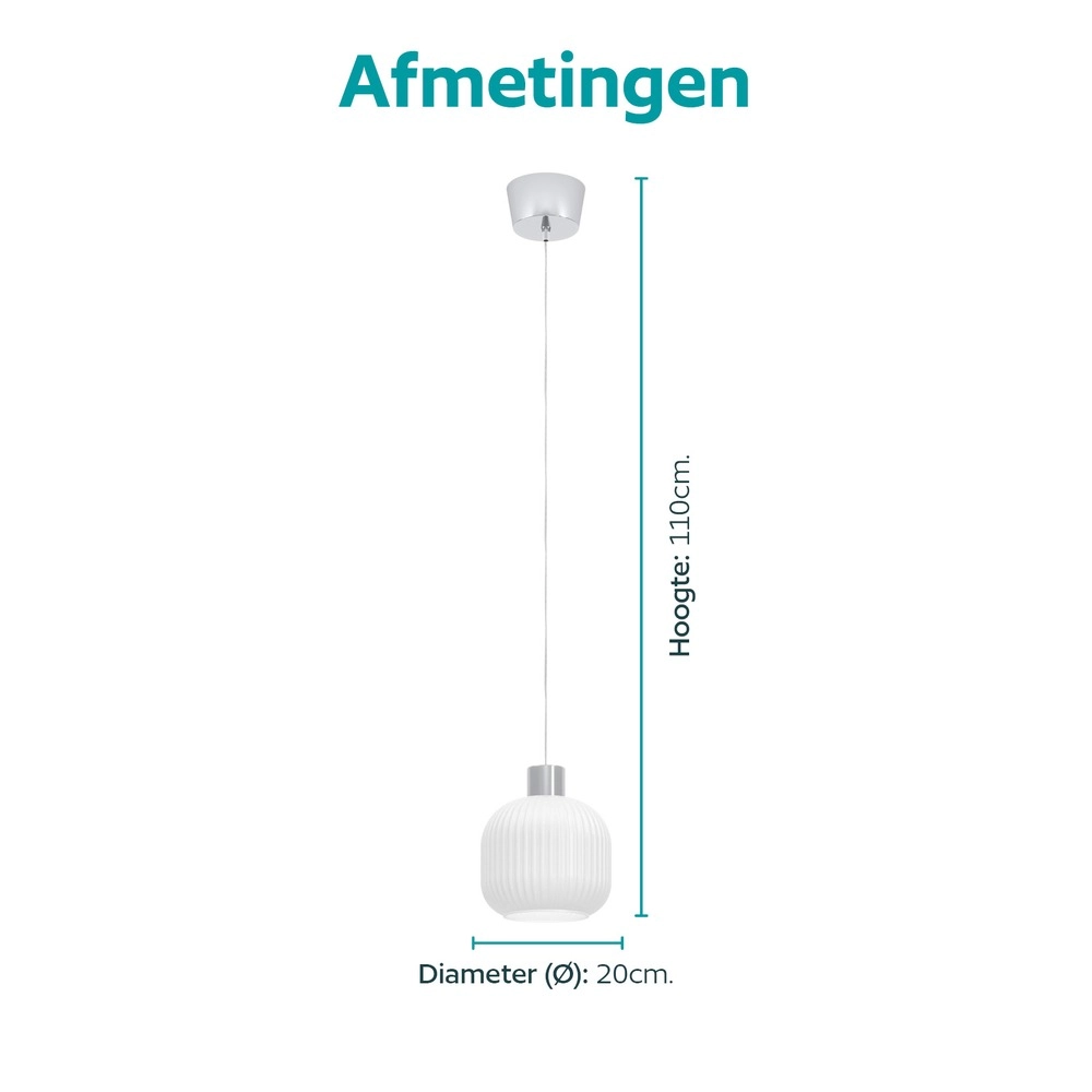 Design pendant lamp Dasmina chrome with white Ø 20cm