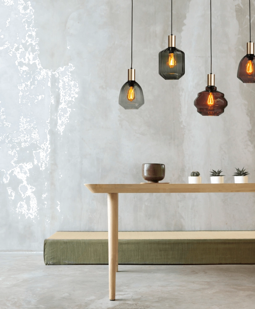5-light hanging lamp - gold - Porto with different glasses Masterlight 8718121270371