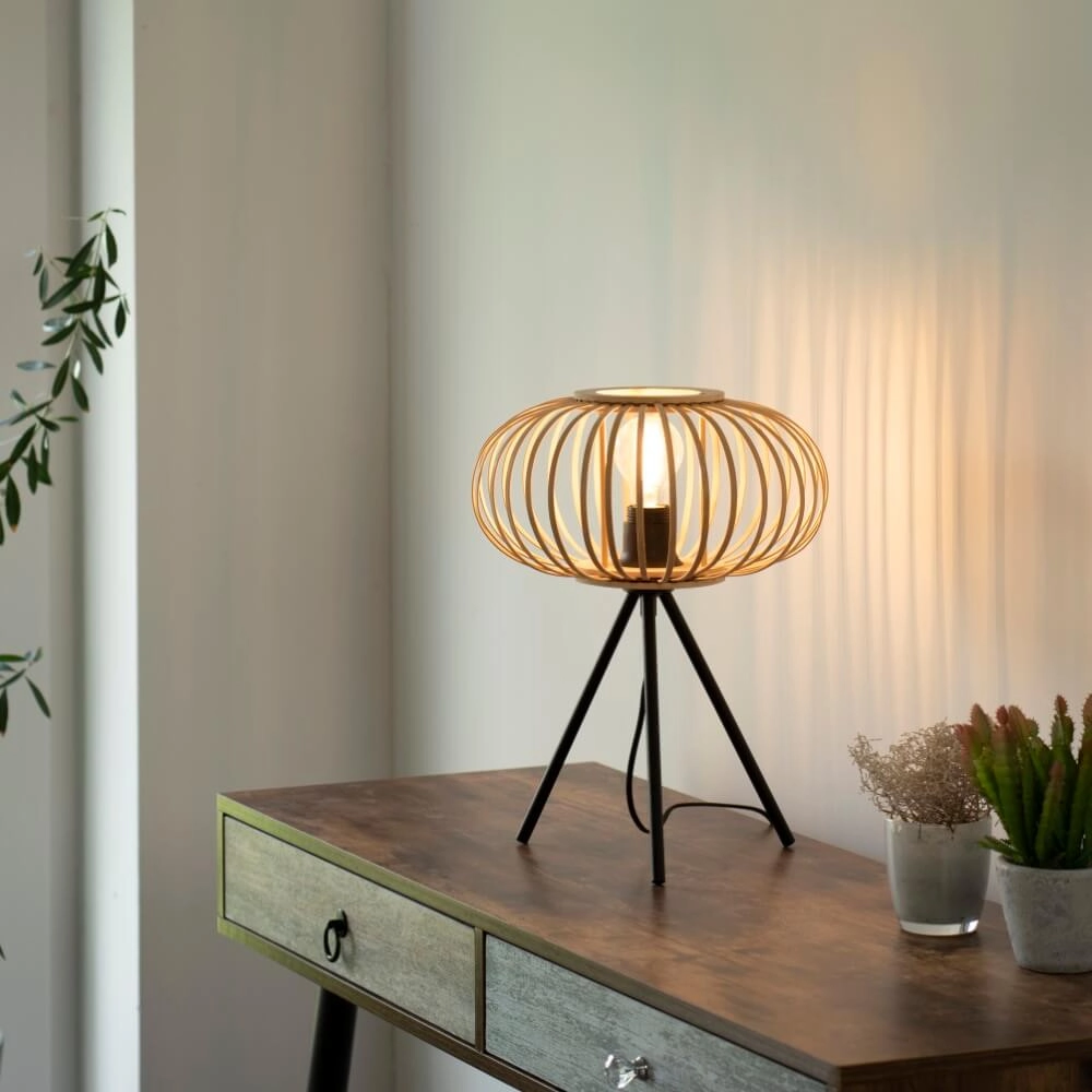Tripod table lamp Racoon wood Just Light 4043689987596