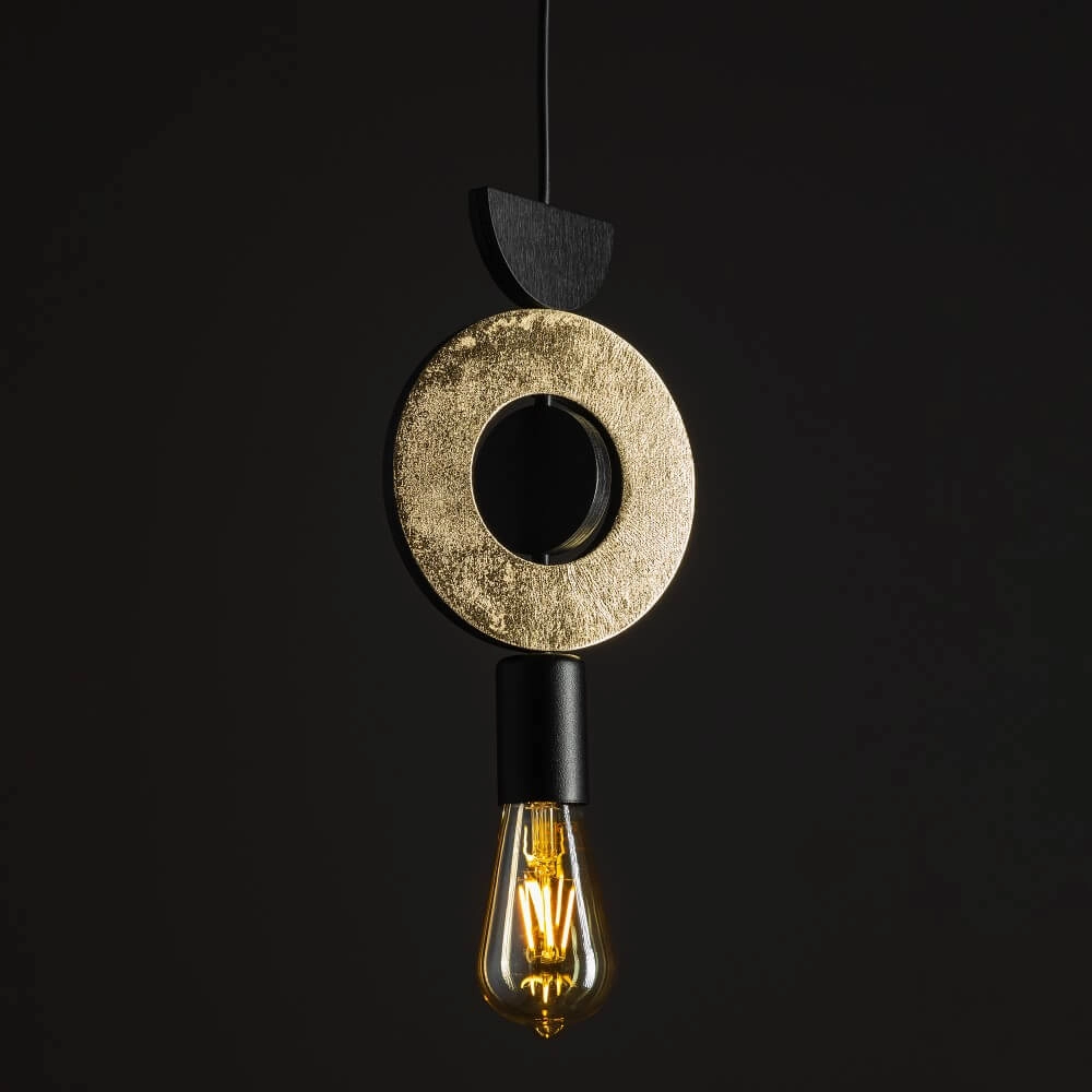 Design pendant lamp Drops Wood F 1-light black Lyora 5903139111805