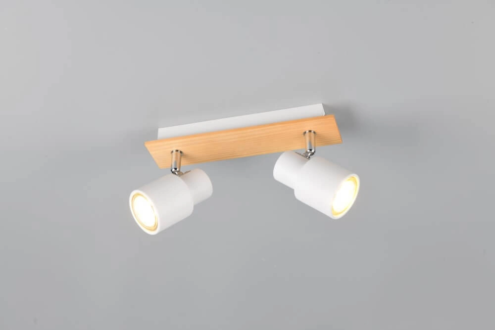 2-light ceiling lamp Pierre white with wood Trio 4017807638165