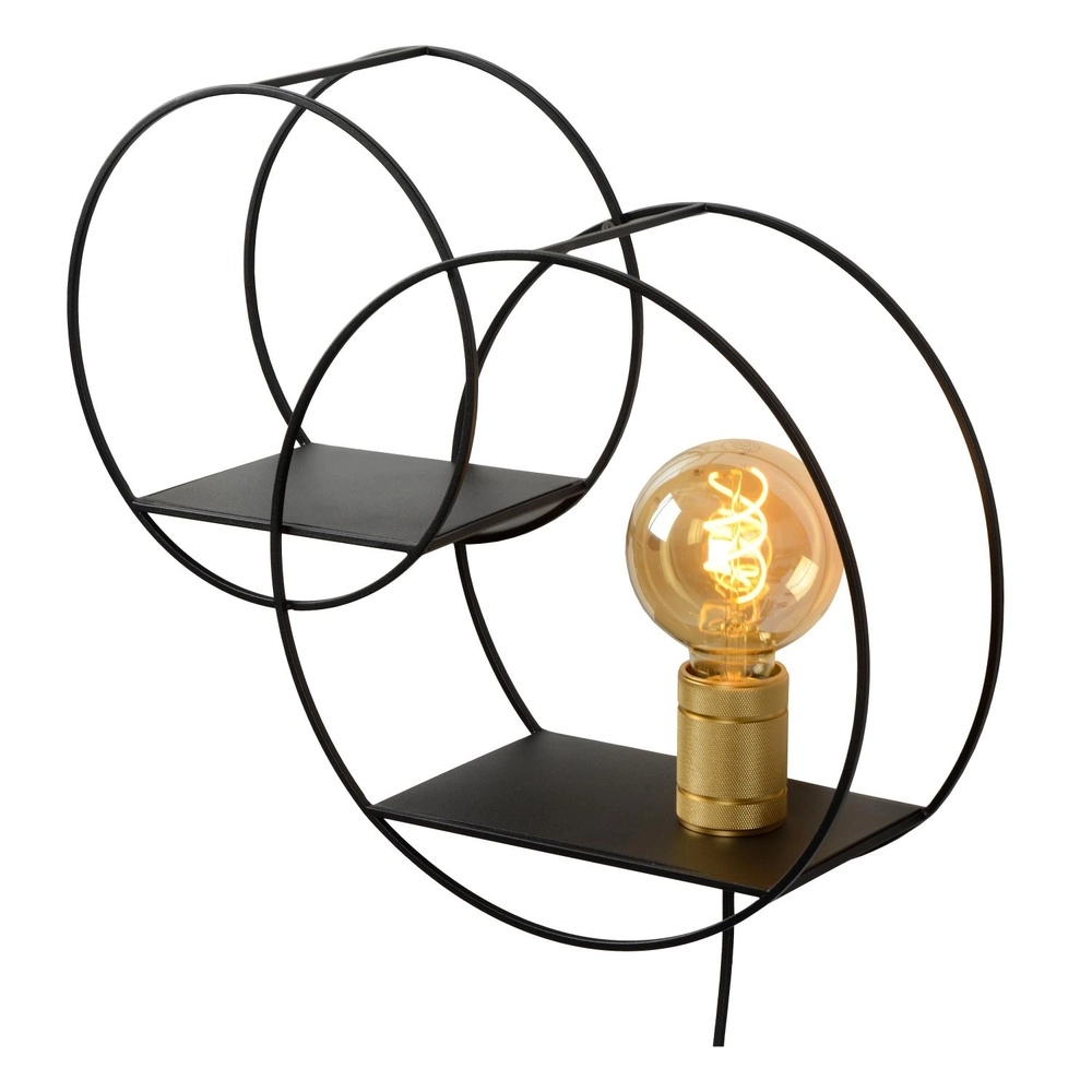 Unique wall lamp Circle black with shelves Lucide 5411212211408