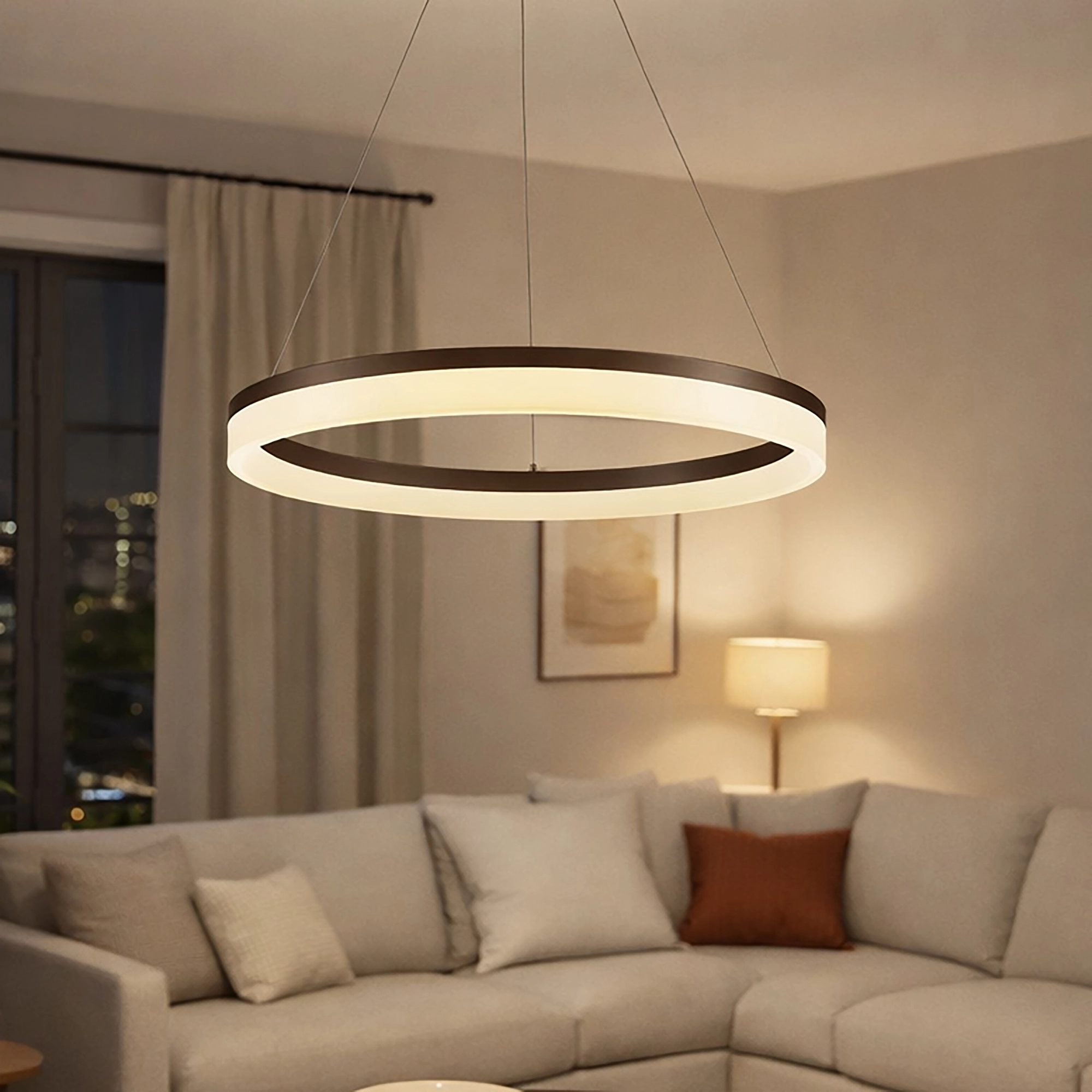 Sleek pendant lamp Ara Ø 60cm bronze Lyora 5053423316079