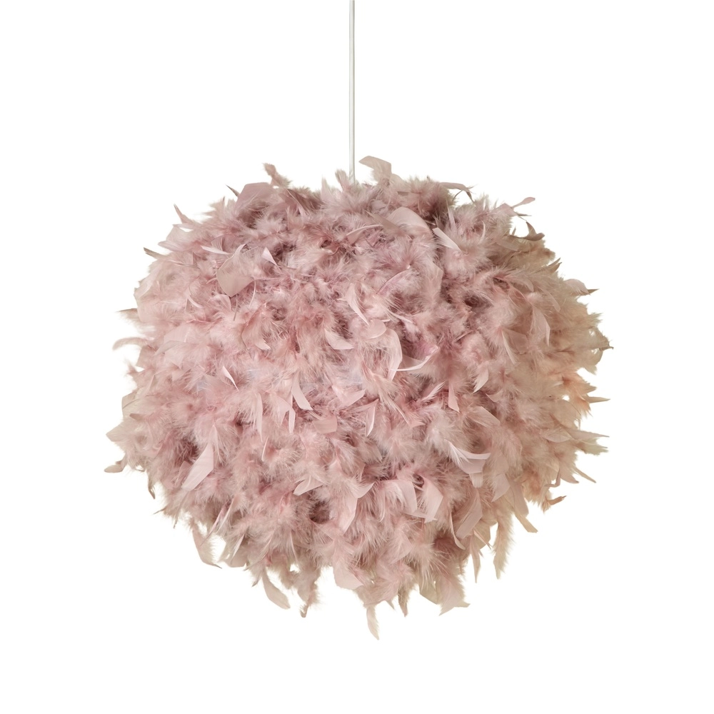 Pink Pendant Lamp Kate feathers Searchlight 5053423305974