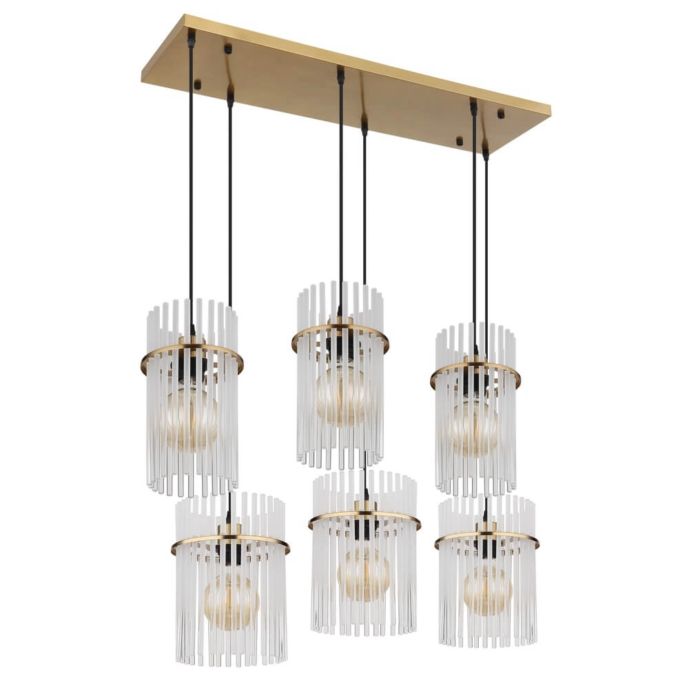 Golden pendant lamp Gorley with glass 6-lights Globo 9007371462957
