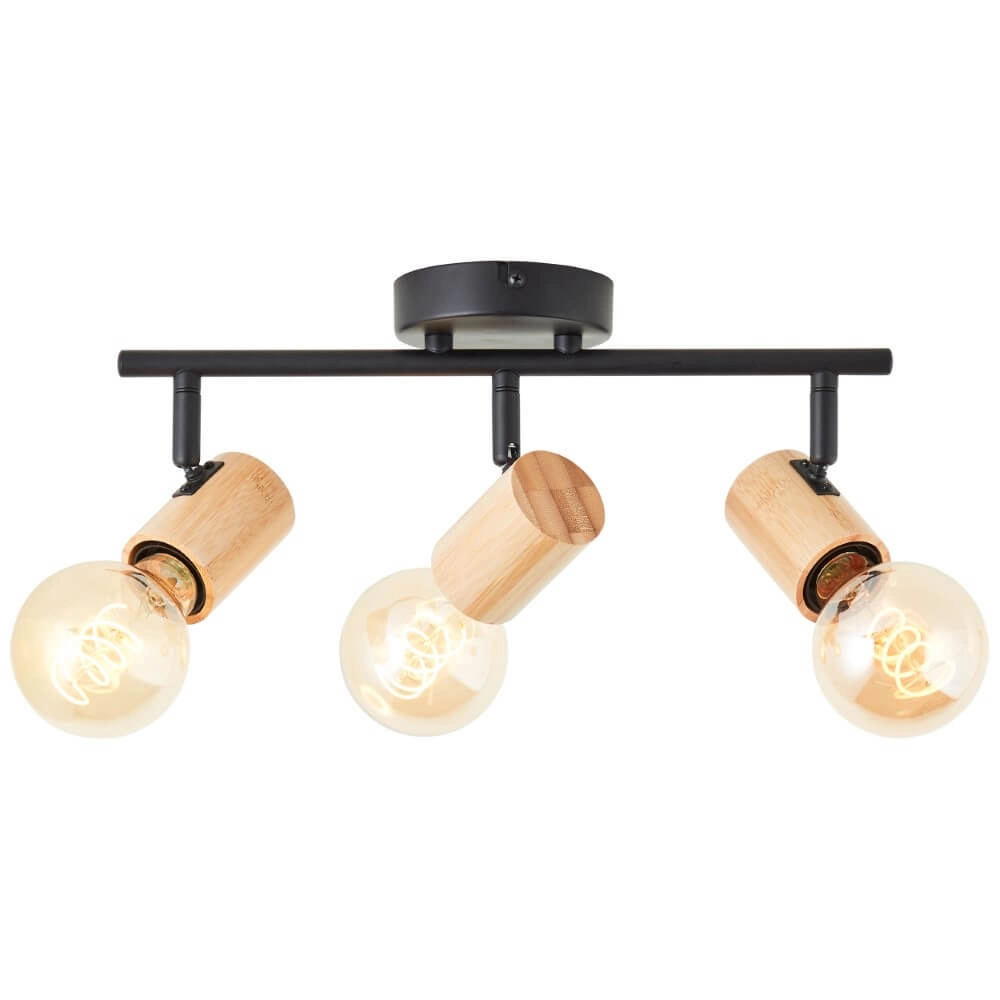 Ceiling light Kerry 3-light black with wood
