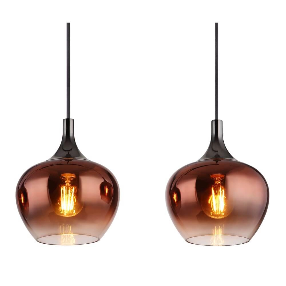 Black pendant lamp Maxy with red glass 4-lights Globo 9007371447985