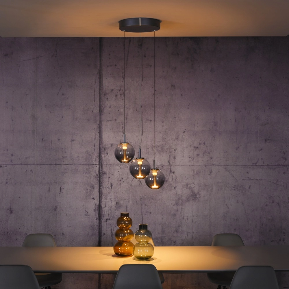 Vide pendant lamp Pure E-Infinty Mystic Grey with smoke glass Paul Neuhaus 4012248398173