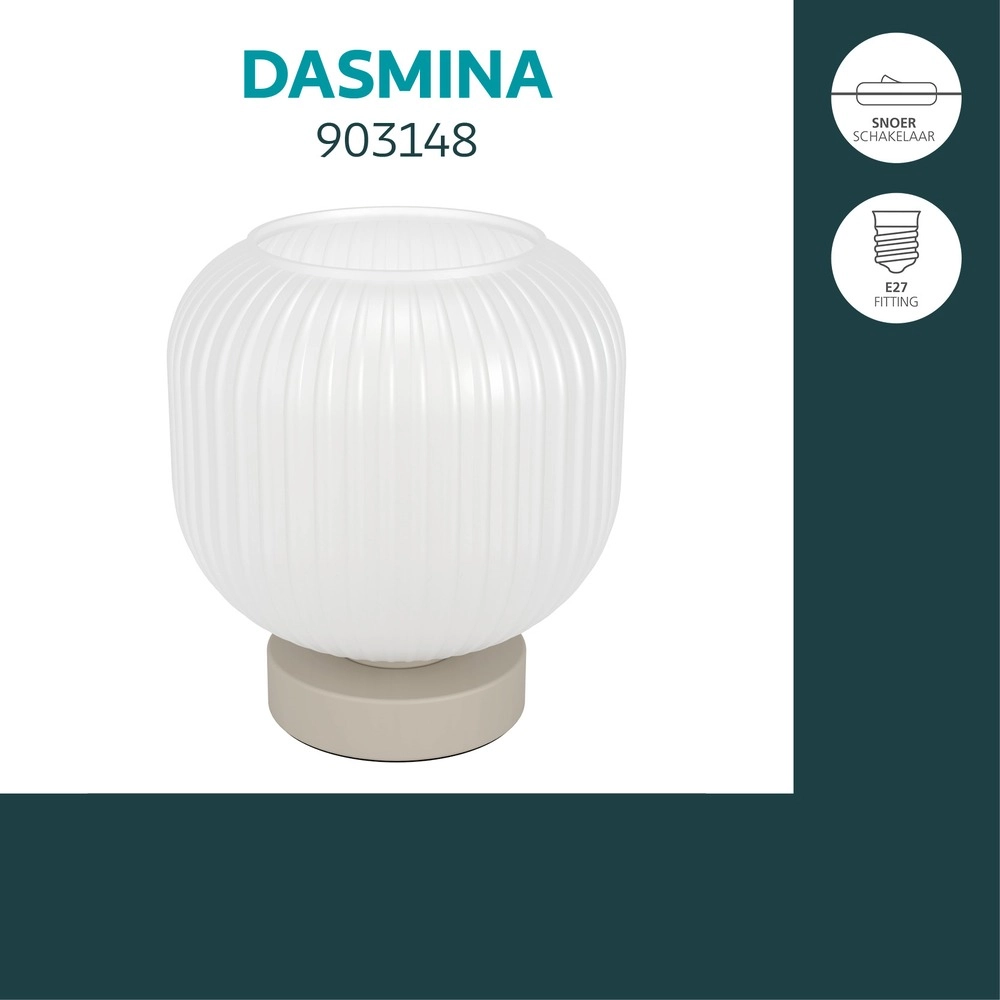 Design table lamp Dasmina sand brown with white Ø 20cm