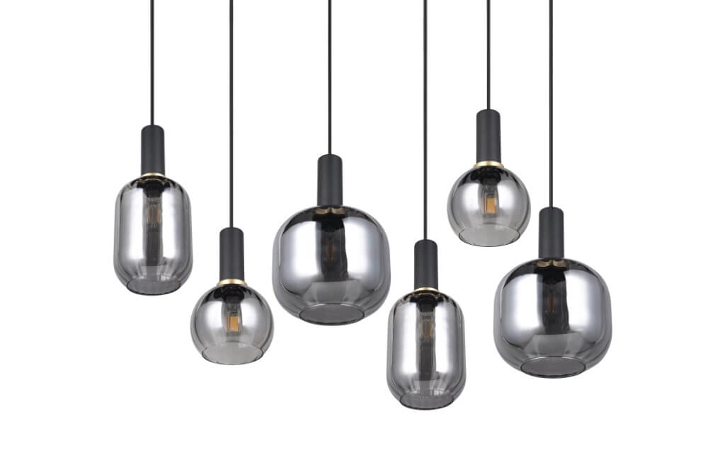 Dining room pendant lamp Diva 6-light - smoke glass Trio 4017807614572