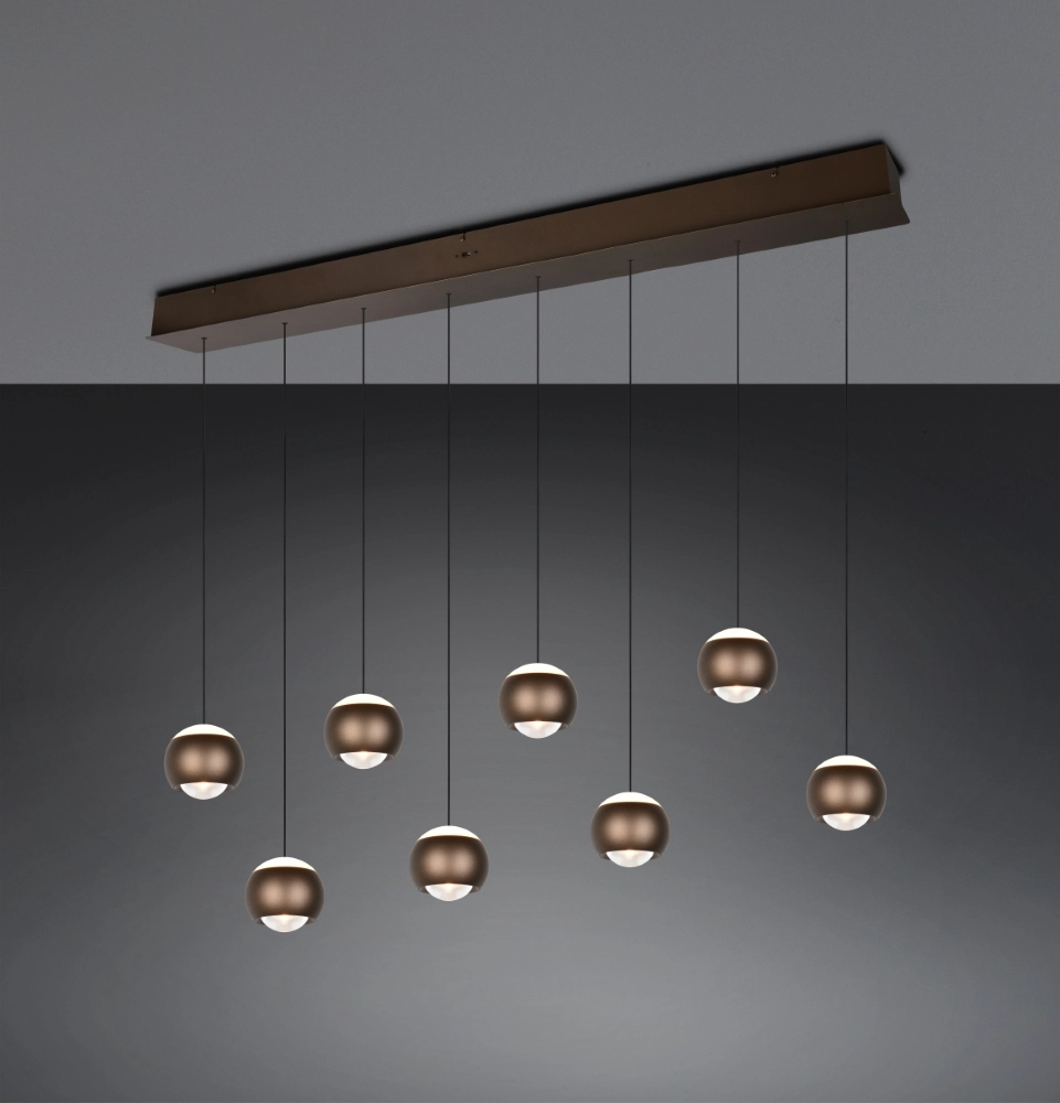 8-light LED pendant light Orbit Dining Table - Platinum Brown