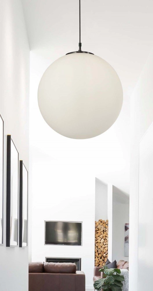 Glass pendant lamp Atom Ø 40cm with black Searchlight 5053423138084