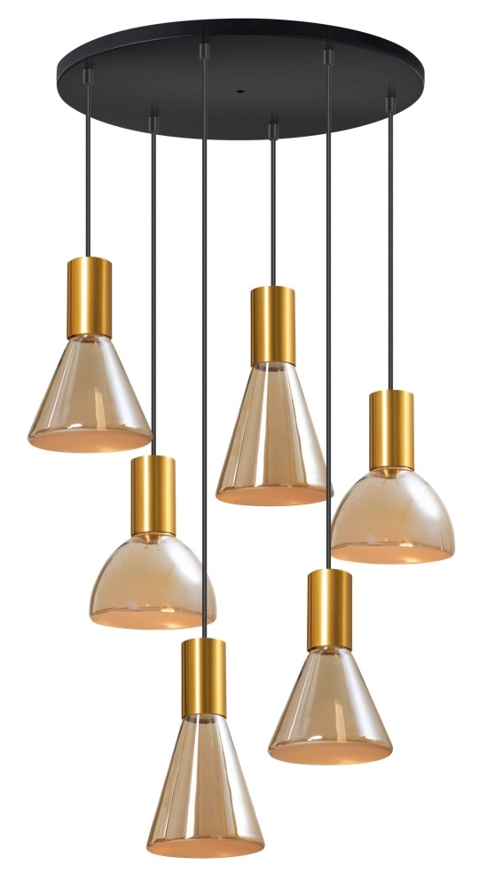 6-light vide lamp Lisa Gold with amber glass